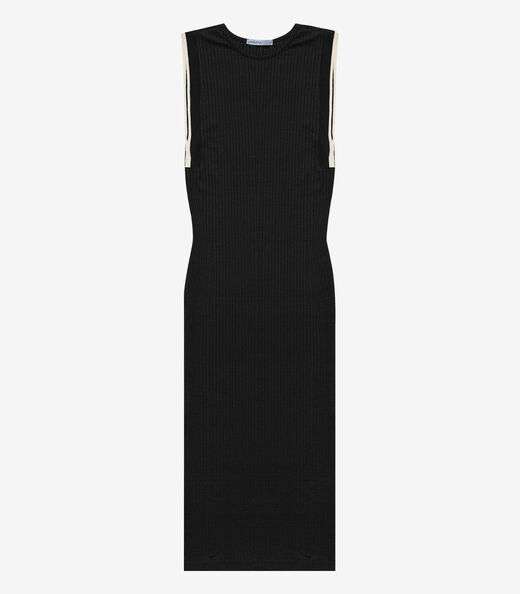 Vestido Midi Em Ribana Canelada Endless Preto