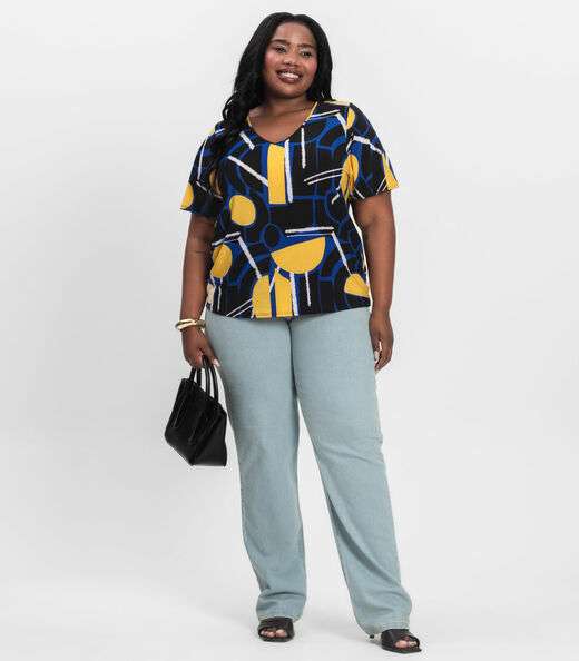 Blusa Feminina Plus Size Infinita Cor Azul