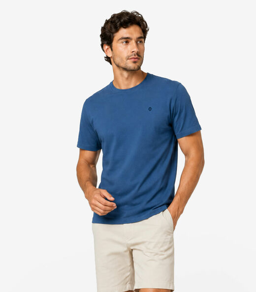 Camiseta Masculina Ribana De Viscose Diametro Azul