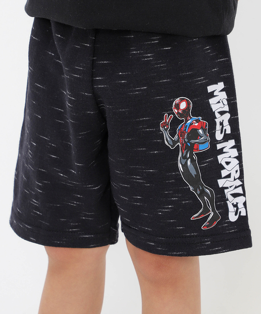 Bermuda Infantil Moletinho Spider Tam 4 a 10 Preto
