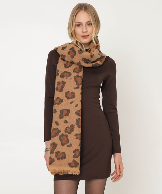 Image_Cachecol Feminino Tricô Animal Print Marisa Bege