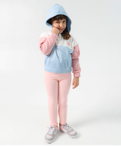 Blusão Infantil Moletom Capuz Recortes Marisa Tam 4 a 10 Azul