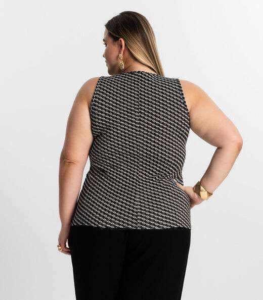 Regata Feminina Plus Size Estampada Secret Glam Preto