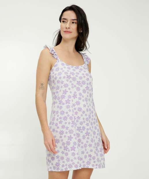 Camisola Estampa Floral Alças Finas Babado Marisa