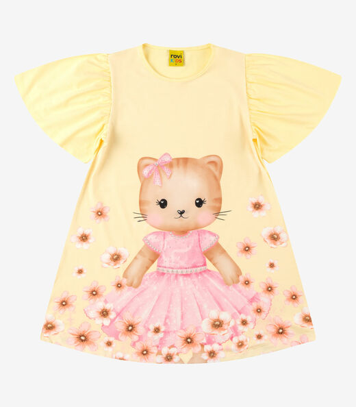 Vestido Poly Flex Touch - Meia Malha Rovi Kids Amarelo
