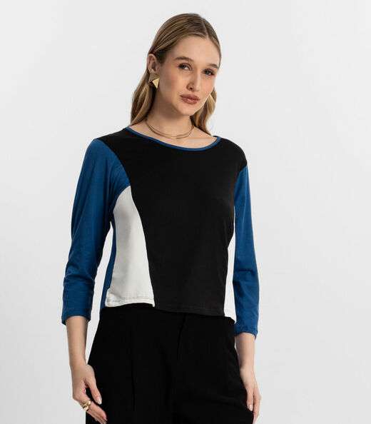 Blusa Manga 7/8 Rovitex Azul