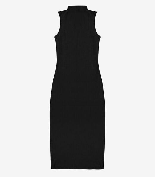 Vestido Midi Ribana Canelada Rovitex Preto