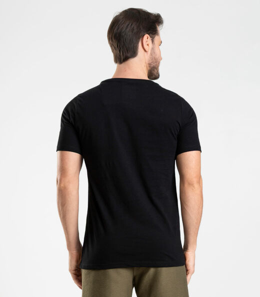 Camiseta em Meia Malha Masculina Diametro Preto