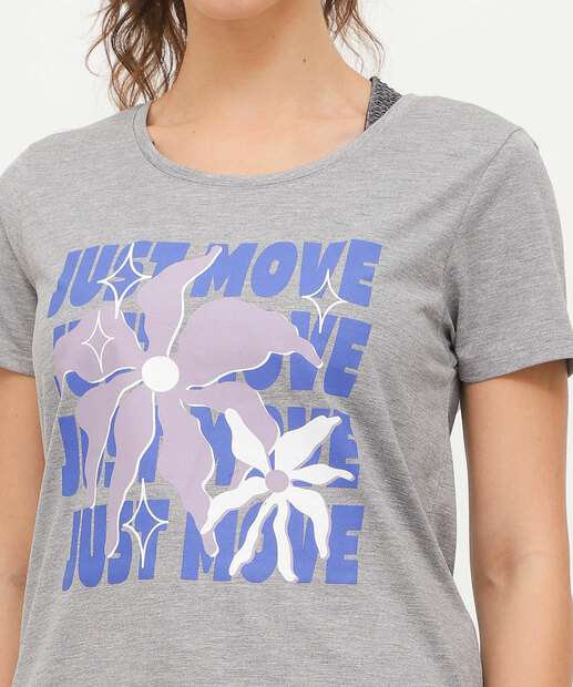 Blusa Feminina Fitness Estampada Manga Curta Marisa