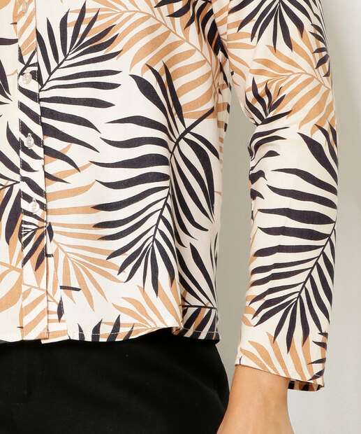 Camisa Feminina Estampa Folhas Manga Longa Marisa