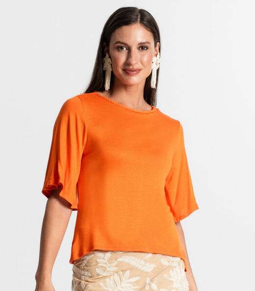 Blusa Feminina Manga Curta Rovitex Laranja