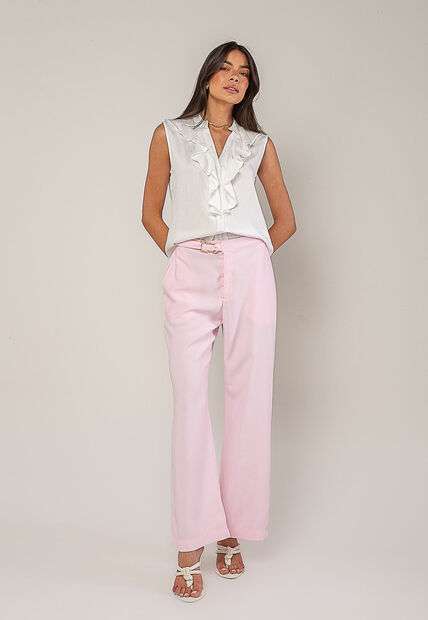 Regata Alfaiataria Com Babados Branco Salvatore