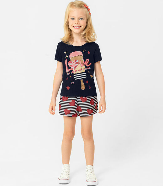 Conjunto Infantil Feminino Picolé Rovitex Azul