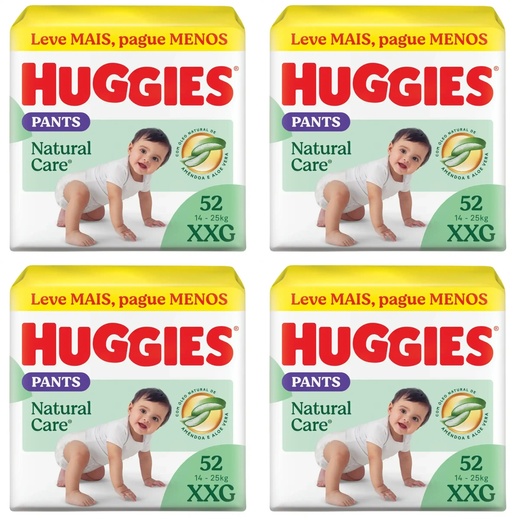 Image_Kit com 4 Unidades de Fralda Huggies Natural Care Roupinha XXG 52 Unidades cada
