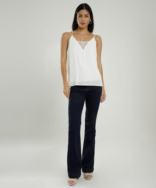 Image_Calça Jeans Flare Feminina Bolsos 