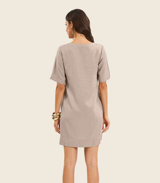 Vestido Curto Feminino Gola Redonda Endless Marrom