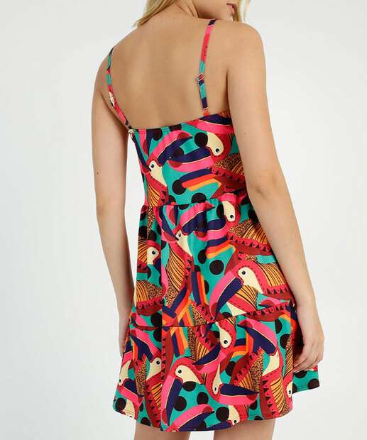Vestido Feminino Tropical Alças Finas Marisa