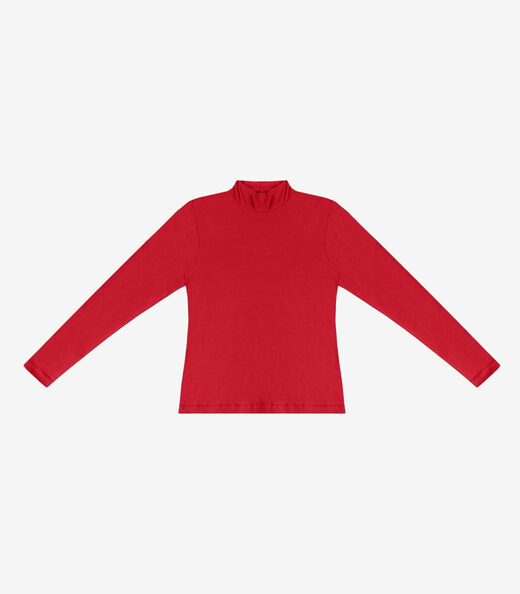 Image_Blusa Feminina Cotton Gola Alta Básica Rovitex Vermelho