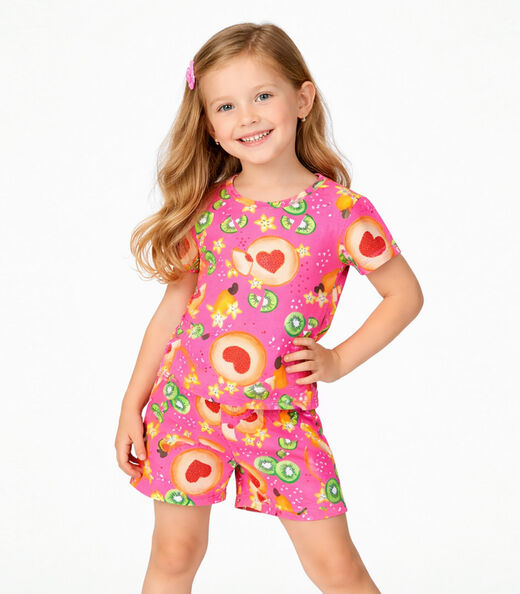Image_Conjunto Menina Infantil Blusa E Short Select Rosa