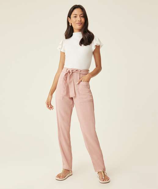 Blusa Feminina Canelada Gola Alta Babado Marisa