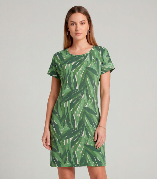 Image_Vestido Básico Com Gola Redonda Infinita Cor Verde