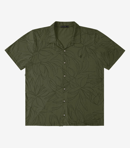 Camisa Masculina Cotton Leve Estampada Diametro Verde