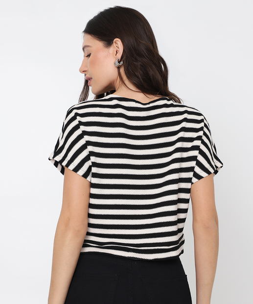 Blusa Feminina Listrada Textura Marisa Off White