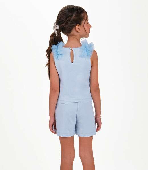 Conjunto Blusa com Shorts Saia Menina Trick Nick Azul