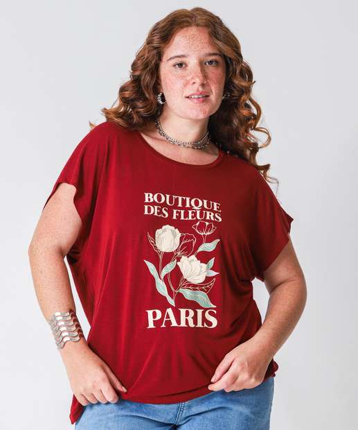 Image_Blusa Plus Size Feminina Estampa Flor Marisa Vermelho
