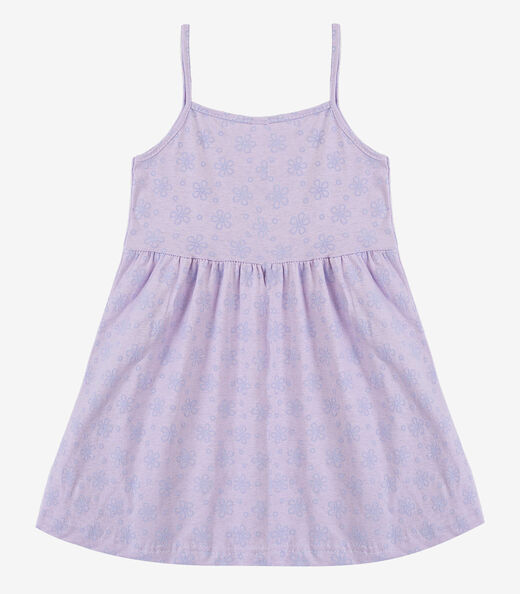 Vestido Infantil Estampado de Alcinha Biju Kids Roxo
