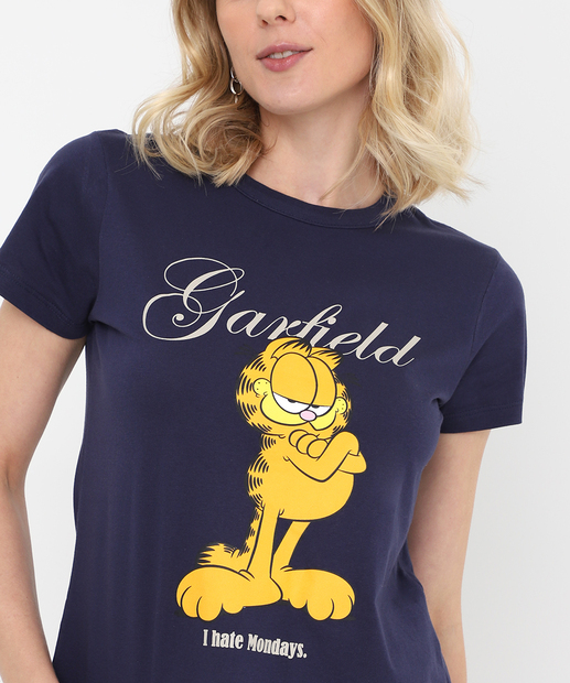Camiseta Feminina Estampa Garfield Azul