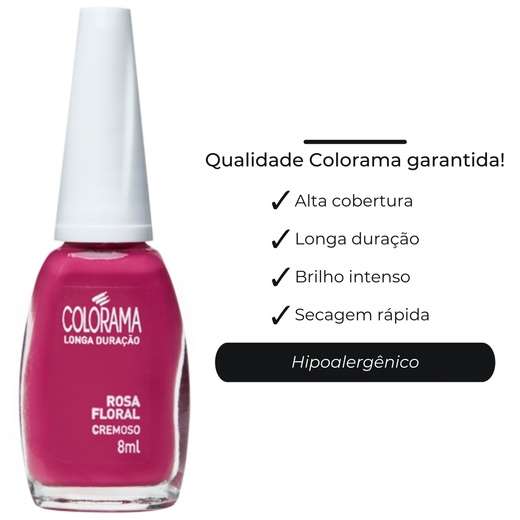 Esmalte Colorama Rosa Floral Cremoso Longa Duração 8ml