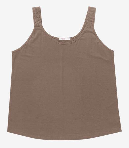 Blusa De Alça Feminina Plus Size Secret Glam Marrom