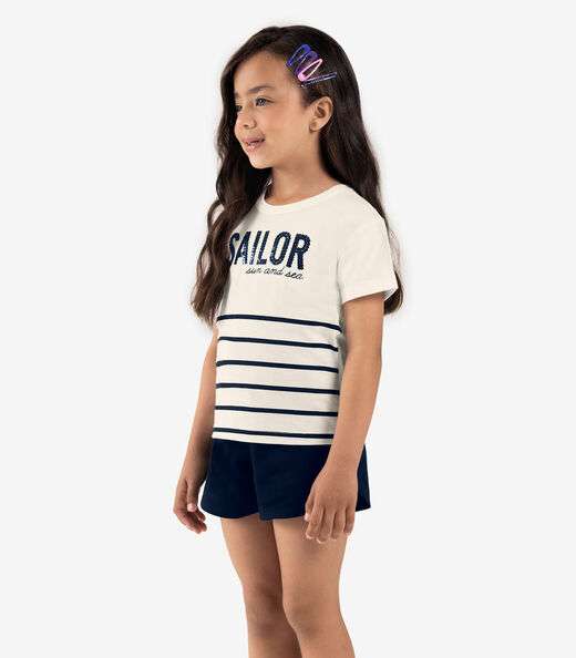 Conjunto Infantil Blusa Com Shorts Rovi Kids Bege