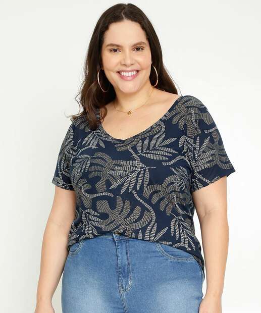 Image_Blusa Plus Size Feminina Estampa Folhas Marisa