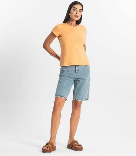 Blusa Feminina Cotton Leve Básica Rovitex Laranja