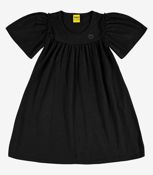 Vestido em Meia Malha Rovi Kids Preto