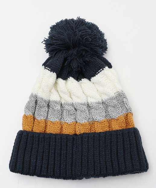 Touca Infantil Tricô Trançado Marisa Tam 4 a 12 Azul