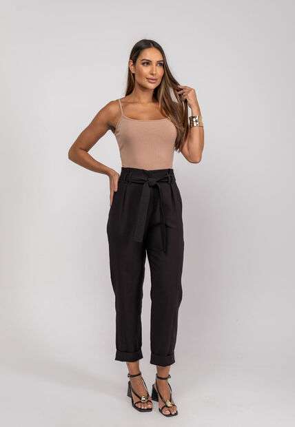 Regata Alcinha Malha Canelada Marrom Salvatore Fashion