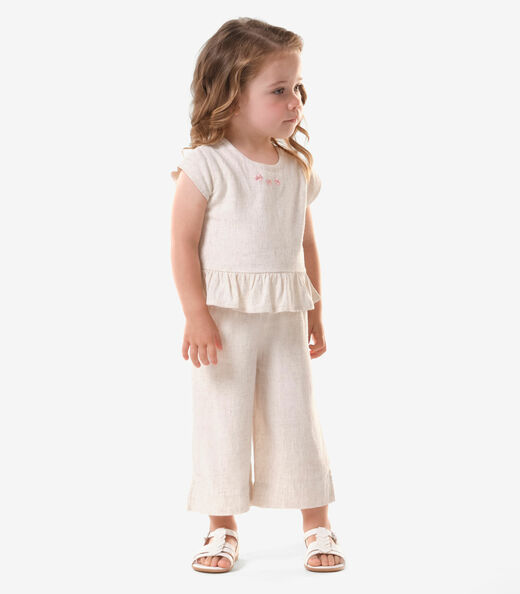 Conjunto Feminino Blusa Com Pantacourt Trick Nick Bege