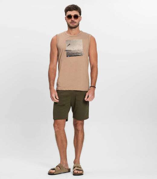 Regata Masculina Meia Malha Diametro Marrom