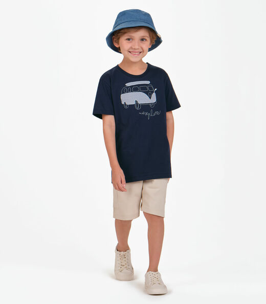 Camiseta Menino em Meia Malha Trick Nick Azul