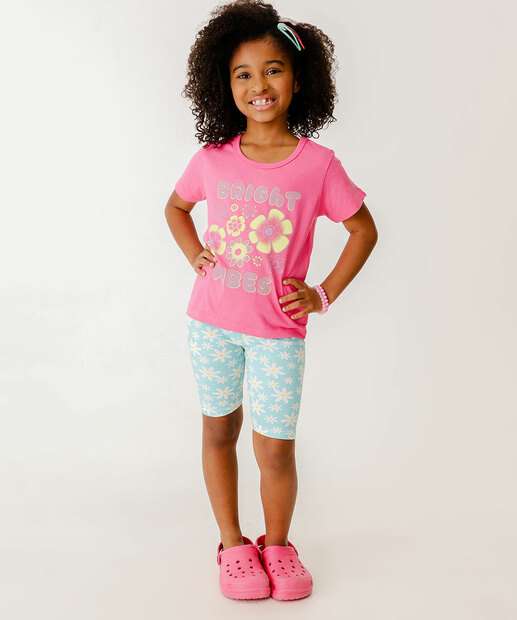 Camiseta Infantil Estampa Flores Marisa Tam 4 a 10