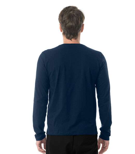 Camiseta Manga Longa Meia Malha Diametro Azul