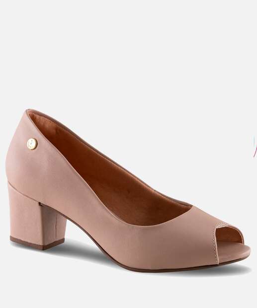 Peep Toe Feminino Salto Grosso Via Uno 