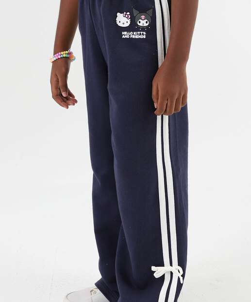 Calça Infantil Moletinho Hello Kitty Tam 4 a 10 Azul