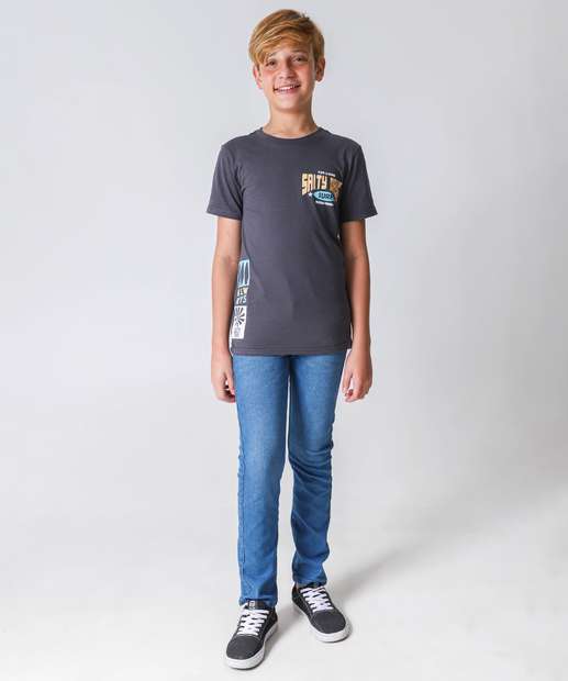 Camiseta Juvenil Estampa Costas Marisa Tam 10 a 16 Cinza