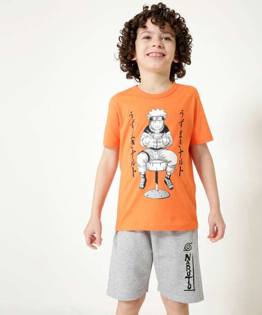Conjunto Infantil Manga Curta Naruto Tam 4 a 10