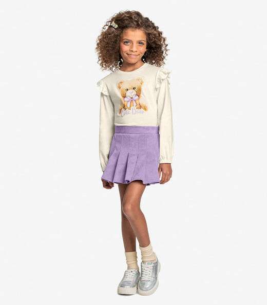 Conjunto Infantil Blusa Com Shorts Saia Trick Nick Roxo
