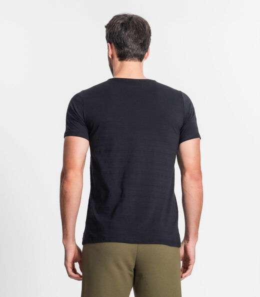 Camiseta Masculina Meia Malha Maquinetada Diametro Preto